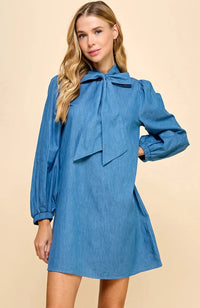 Sabrina Bow Tie Denim Dress