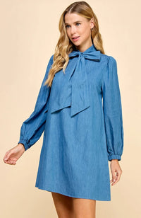 Sabrina Bow Tie Denim Dress