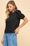 Heather Black Short Sleeve Sweatshirt