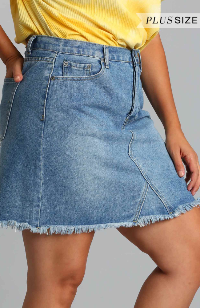 Raw Hem Denim Skirt