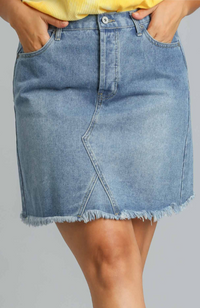 Raw Hem Denim Skirt