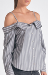 Yaritza Grey Striped Top