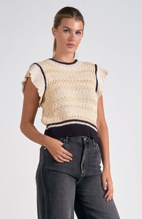 Hayden Beige Blue Sweater Top