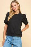 Heather Black Short Sleeve Sweatshirt