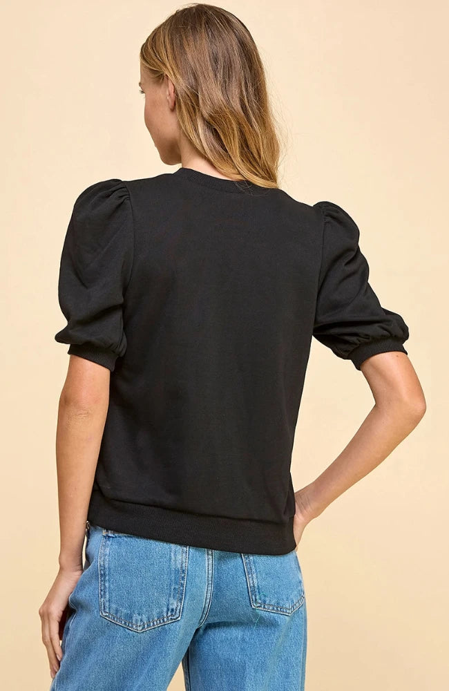 Heather Black Short Sleeve Sweatshirt